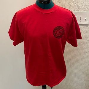 Red Santa Cruz T-Shirt with Distressed Logo